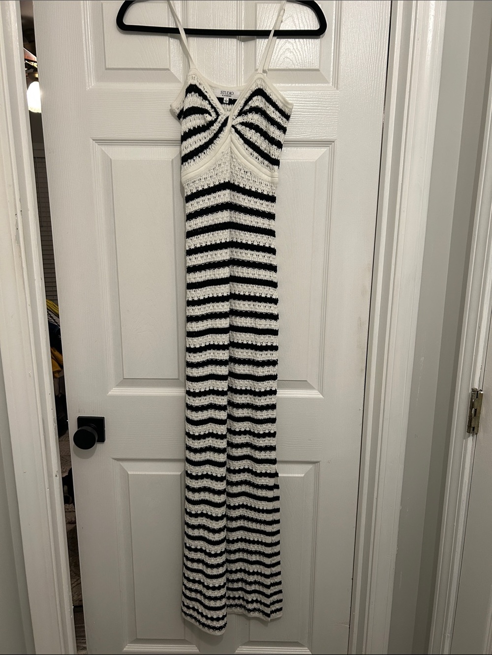 Studio Black & White Striped Crochet Maxi Dress 🤍